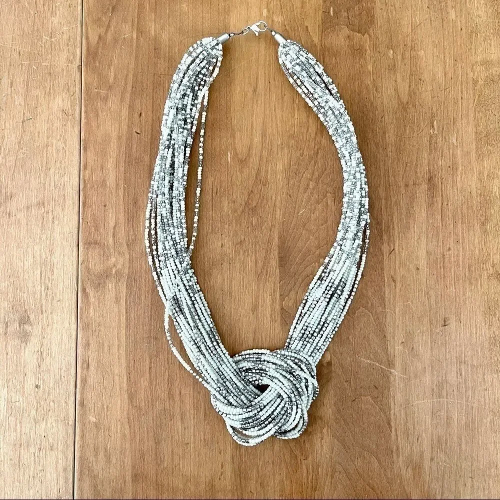 Cream and silver beaded necklace